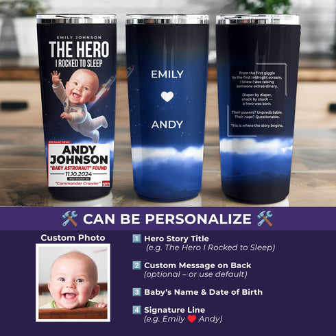 Personalized Baby Astronaut Tumbler – Custom CNN Space Hero Gift for Moms